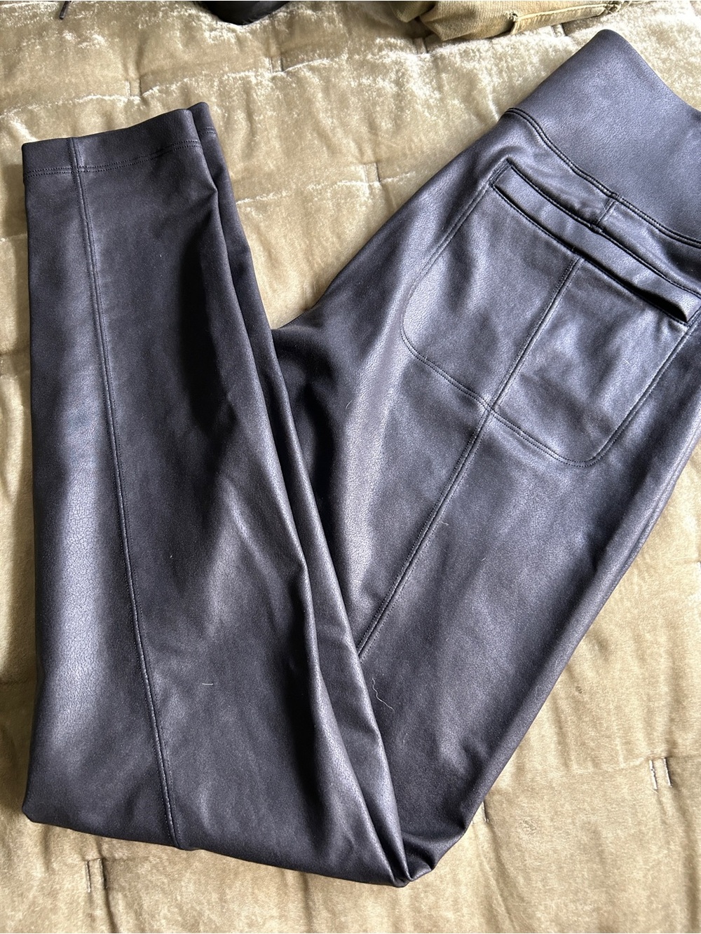 Athleta Delancey Faux Leather High Matte Black Leggings - Picture 4 of 6